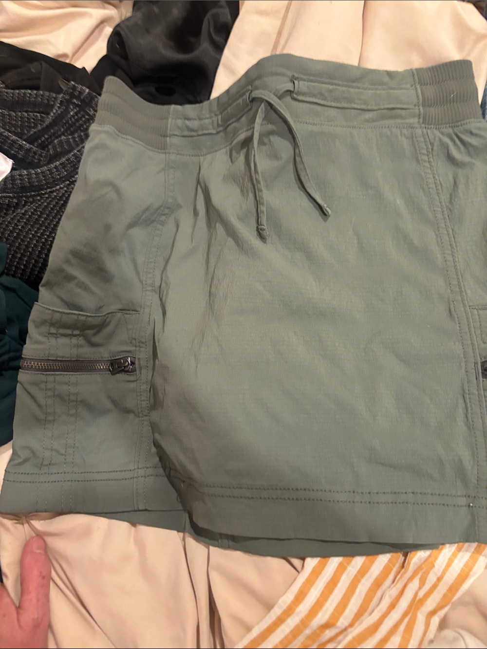Athleta Olive Green Midi Skort with Zip Pocket